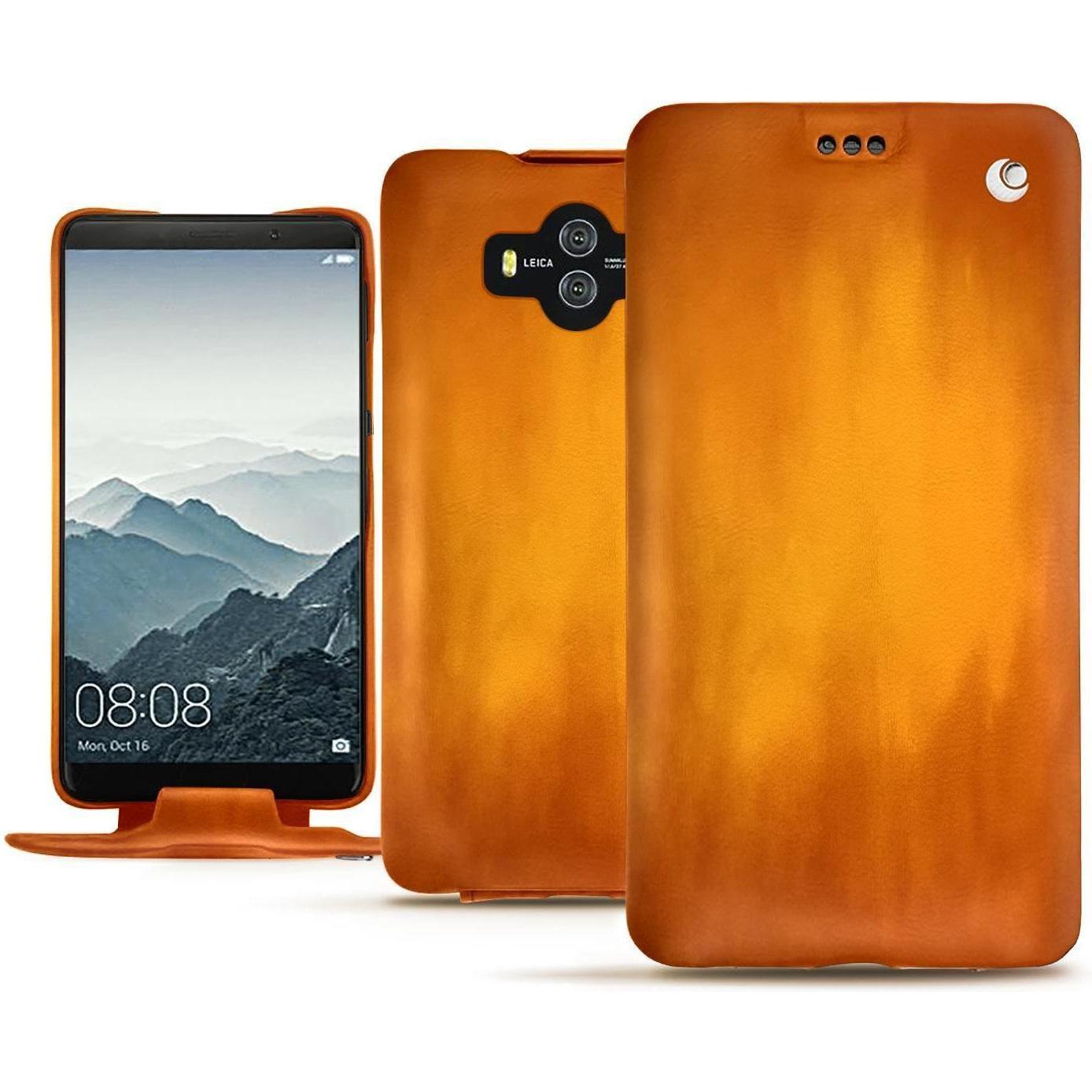 Noreve Lederschutzhülle vertikal (Huawei Mate 10), Smartphone Hülle, Orange