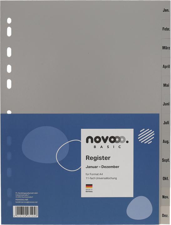 Produktbild Novooo Register PP grau A4