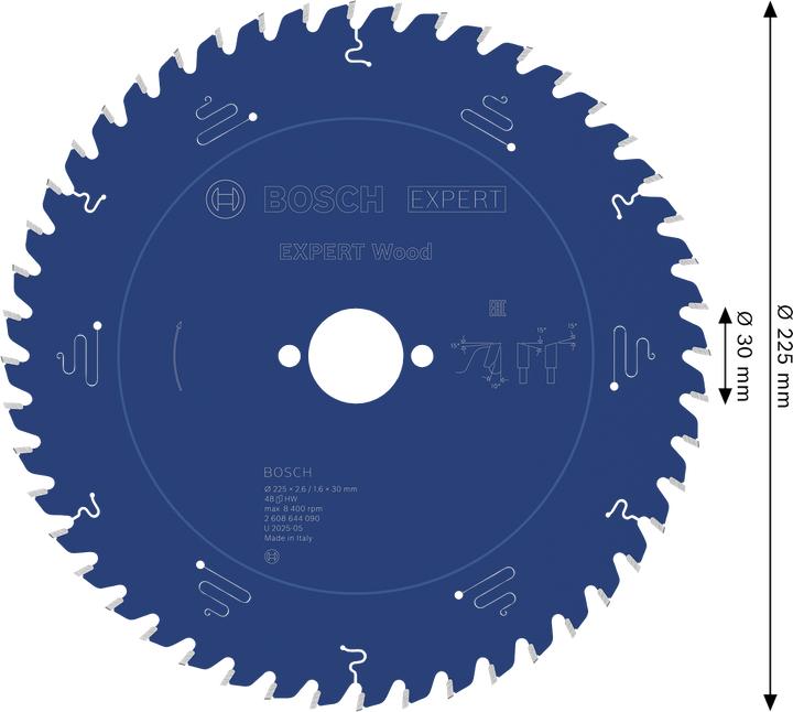 Actual product image Bosch Professional Zubehör Circular saw blade Expert for Wood, 225 x 30 x 2.6 mm, 48