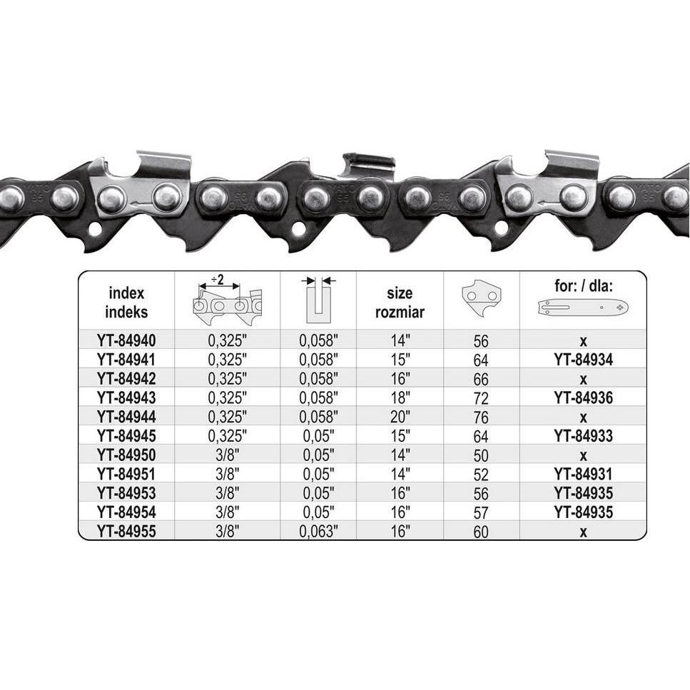 Yato, Kettensäge, yt-84945 – Chain 15 0,325