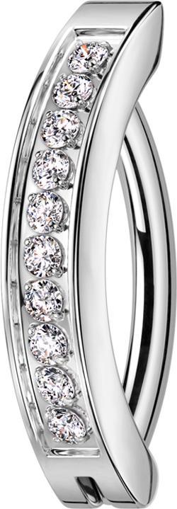 Actual product image Star Piercing Banana foldable silver shield crystals silver (without brass, Titanium)