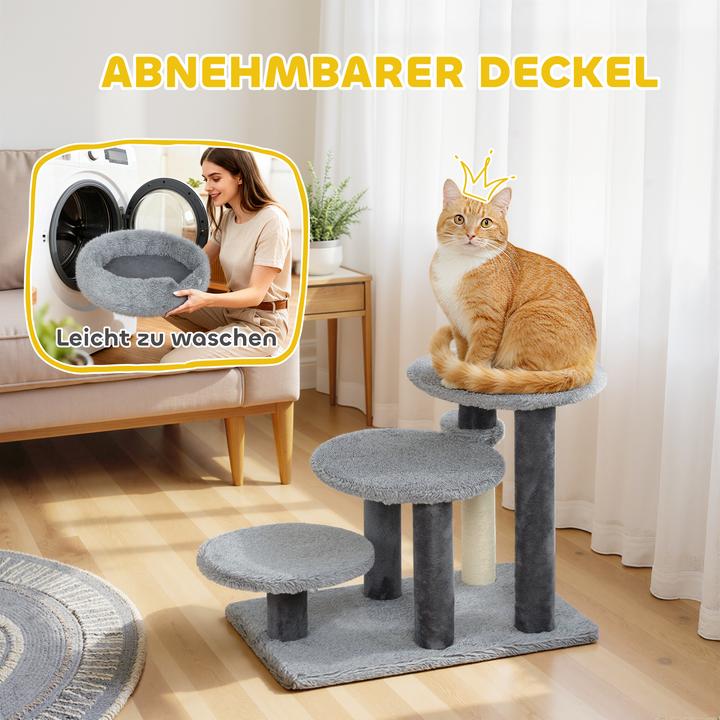 Image du produit PawHut Katzentreppe Spanplatte, Polyester Grau (Chat, Chien, Lavable)