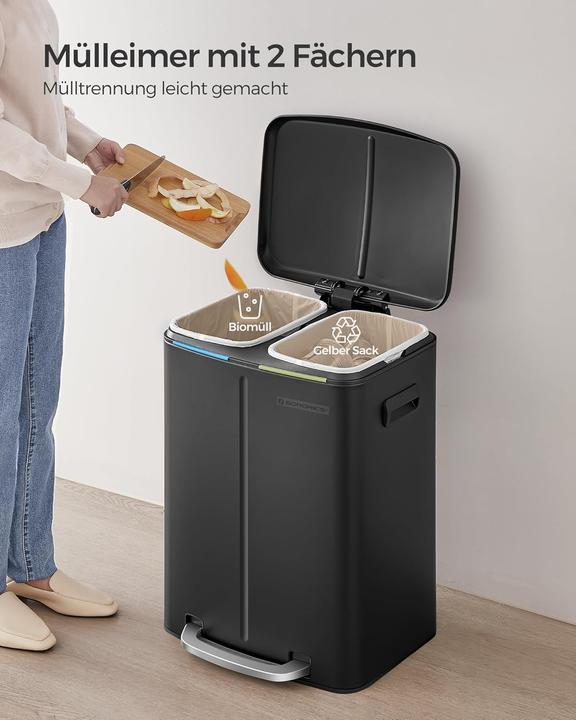 Actual product image Songmics Treteimer mit Mülltrennsystem (40 l)