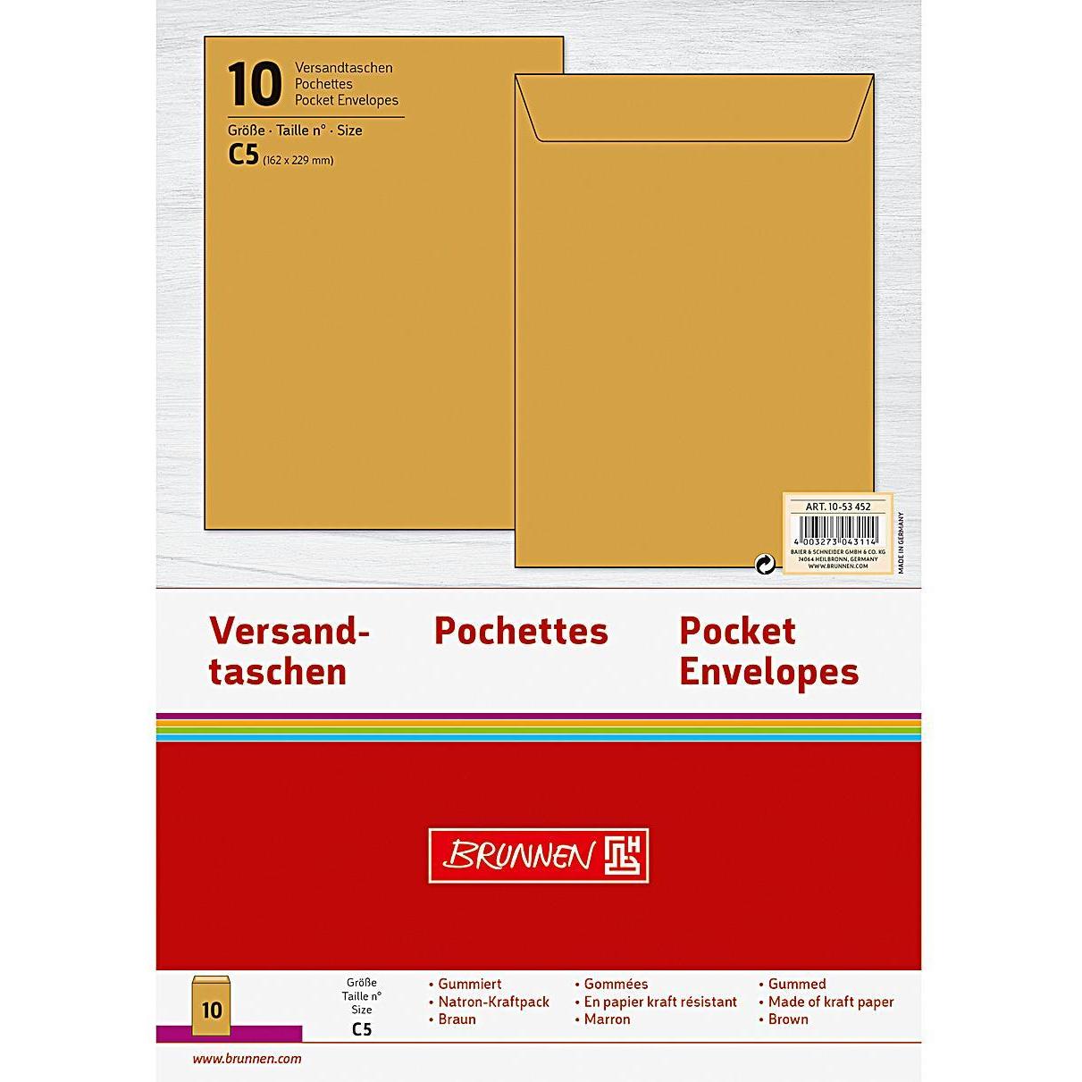 Brunnen, Versandtasche + Luftpolstertasche, Versandtasche C5 (10 x)