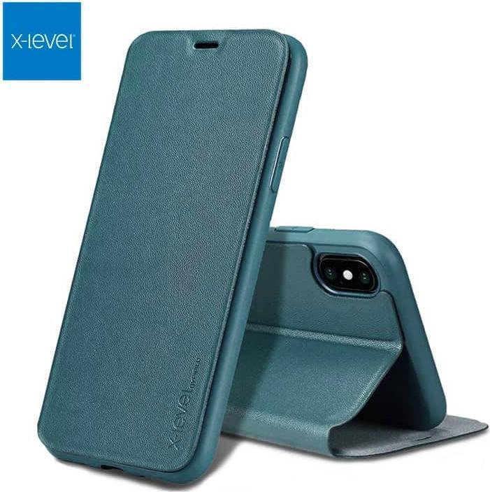 Image du produit X-Level iPhone 12 Pro Max - FIBColor Flip Etui, Kunstleder, 360° Rundumschutz, Dunkelgrün (Apple iPhone 12 Pro Max)