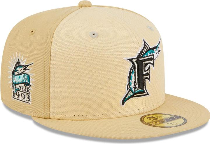 Actual product image New Era 59Fifty Fitted Cap - RAFFIA Florida Marlins (7)