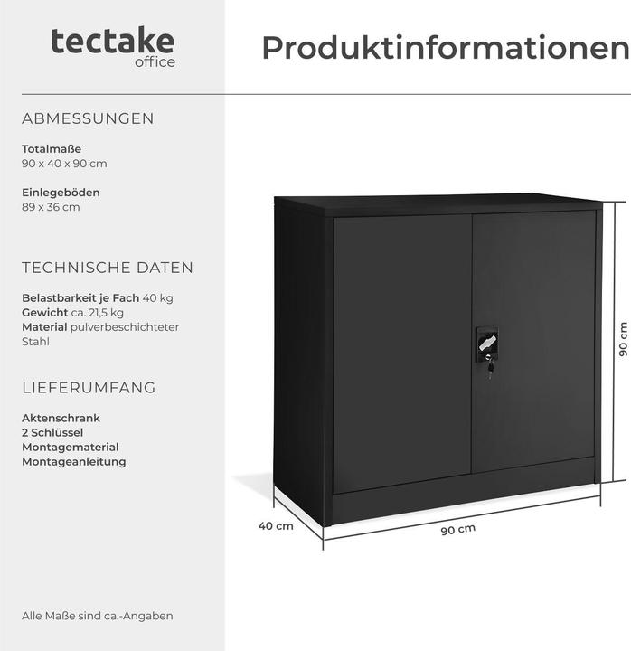 Produktbild tectake Aktenschrank (90 x 40 x 90 cm)
