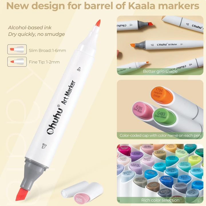 Produktbild Ohuhu Kaala Kunstmarker (Mehrfarbig, 6 mm, 60 x)