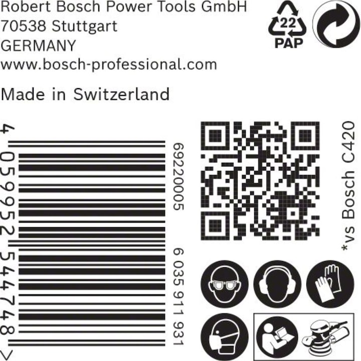 Image du produit Bosch Professional Zubehör Papier abrasif Expert C470 multi-trous pour ponceuse excentrique, 150 mm, G 60, 50 pcs. (60)