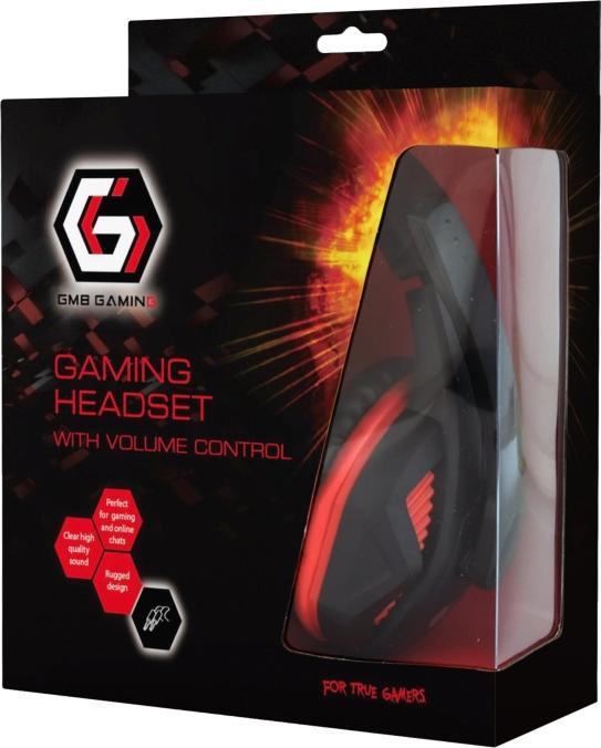 Productafbeelding Gembird GHS-03 Gaming-headset met volumeregeling, mat zwart/rood (Bedraad)