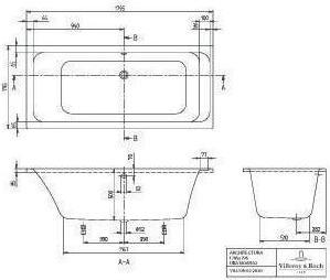 Produktbild Villeroy & Boch Rechteckbadewanne Omnia Architectura 80 x 180 cm wei glatt UBA180ARA2V-01 (235 l, 180 cm, 80 cm)