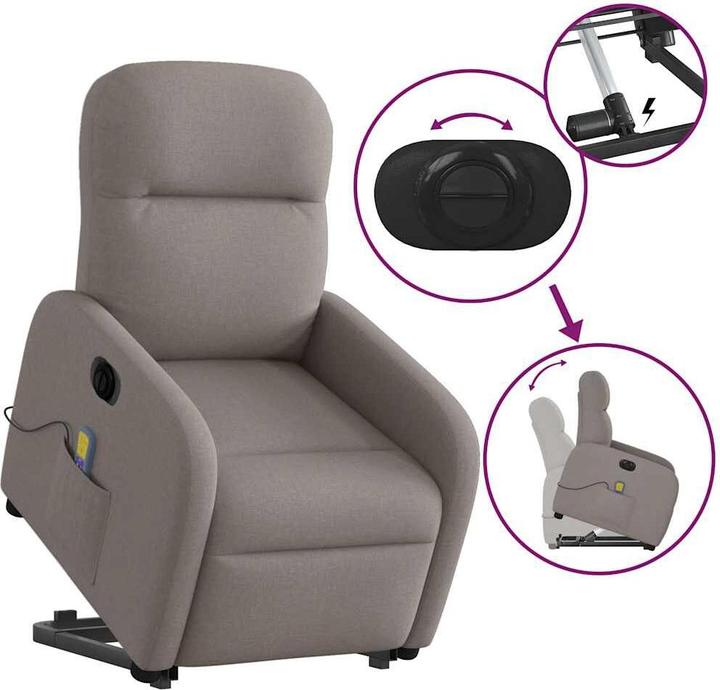 Produktbild VidaXL Elektrischer Massagesessel mit Aufstehhilfe Taupe Stoff
