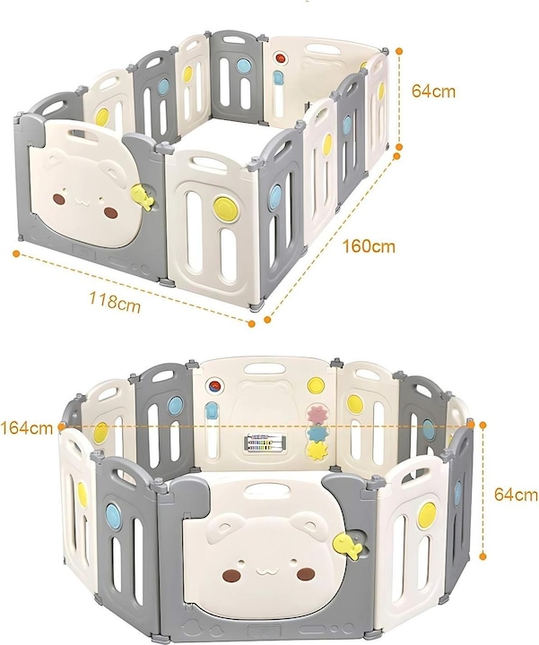 Milkii klappbares Laufgitter/ Laufstall, Bär, 120 x 160 cm (120 cm, 160 cm)