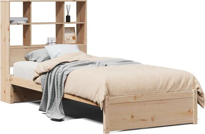 Produktbild vidaXL Massivholzbett Holzbett Bett mit Regal ohne Matratze 90x200cm Kiefernholz (90 x 200 cm)