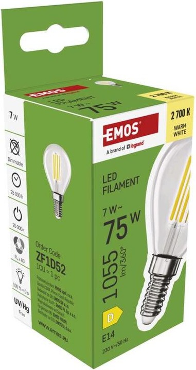 Produktbild Emos LED Lampe Filament Mini Globe (E14, 7 W, 1055 lm, 1 x, D)