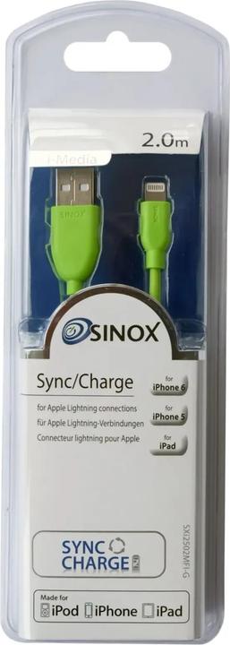 Immagine prodotto Sinox i-Media - Cavo Lightning - da USB maschio a Lightning maschio - 2 m - verde - per Apple iPad/iP (2 m, USB 2.0)