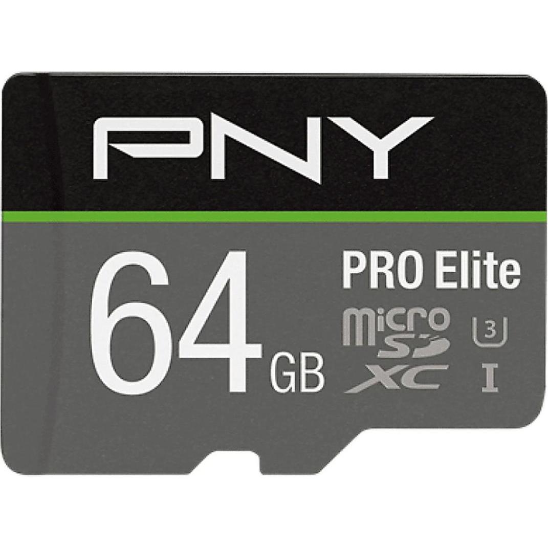 PNY Pro Elite (64 GB, microSDXC, U3, UHS-I), Speicherkarte, Grau