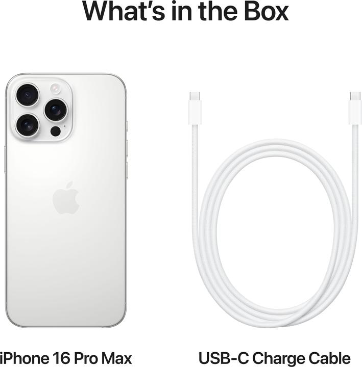 Image du produit Apple iPhone 16 Pro Max (1000 Go, Titane blanc, 6.90", SIM + eSIM, 48 Mpx, 5G)