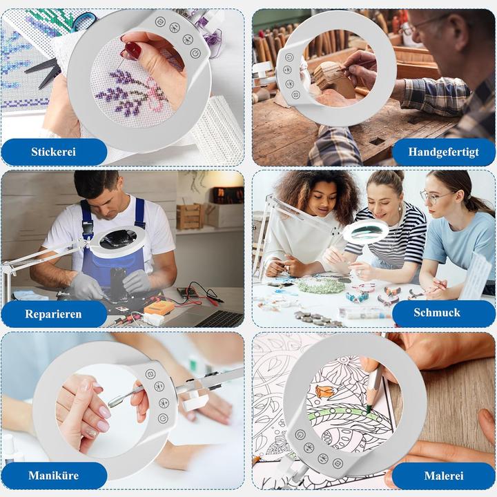 Produktbild Mandland Beleuchtete Schreibtischlupe mit Klemme und Dimmbarkeit