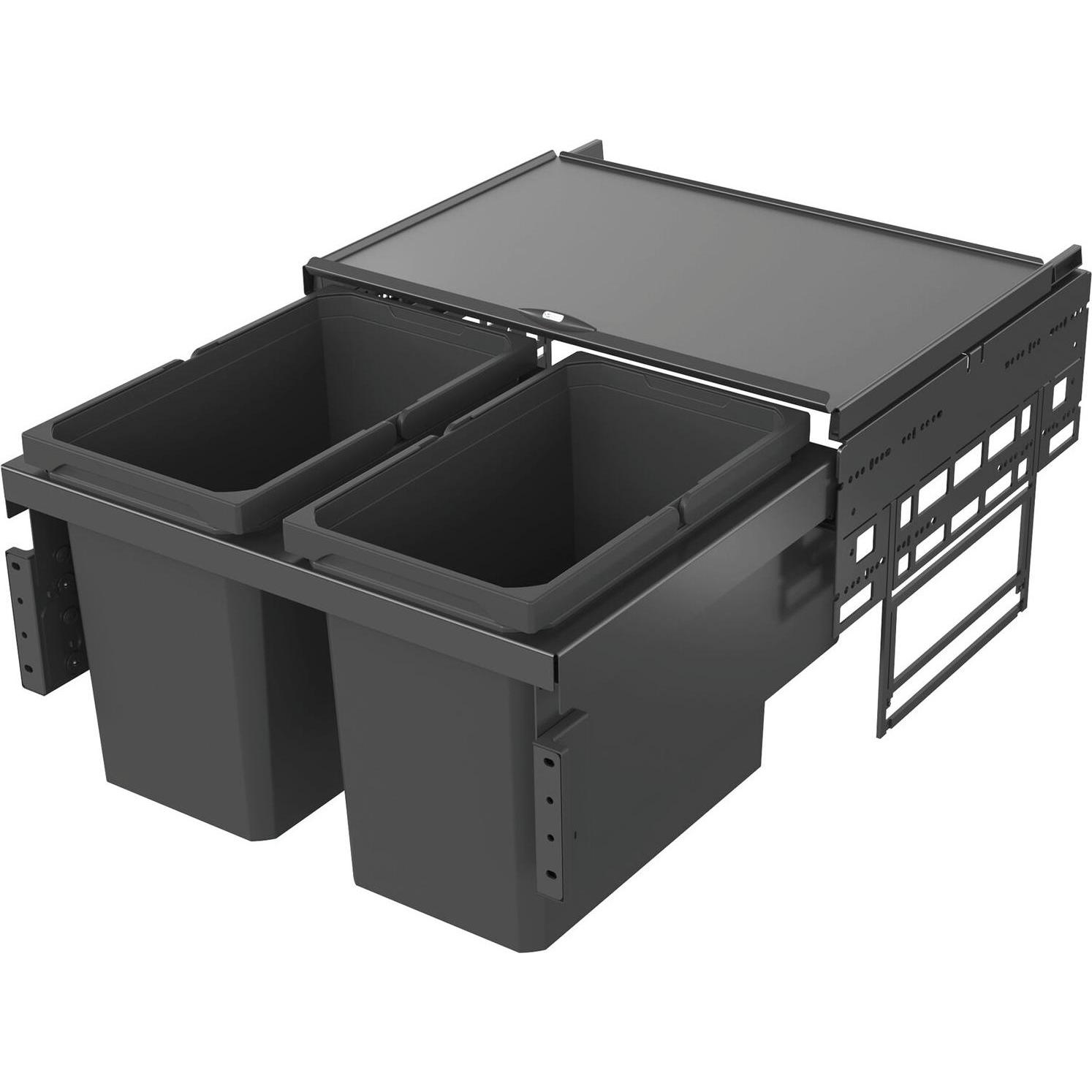 Vauth-Sagel VS ENVI Space Abfalltrennsystem KB 600 mm 2 x 22 Liter lavagrau, Abfalleimer, Grau