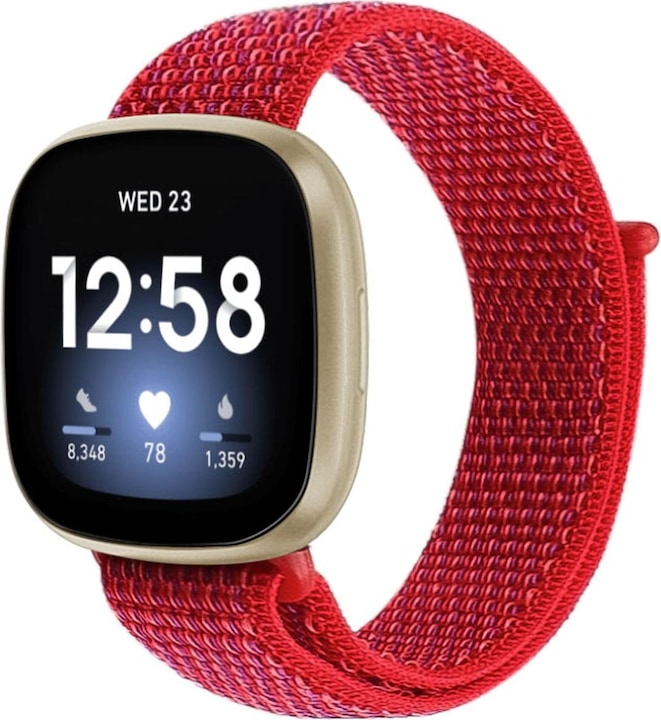 Cover-Discount Fitbit Versa / Sense - Nylon Armband Klettverschluss rot (Nylon, Versa 3, Sense)