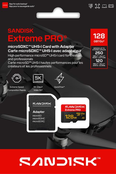 Produktbild SANDISK Extreme Pro microSDXC 128GB (128 GB, microSDXC, U3, UHS-I)