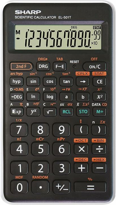 Actual product image Sharp EL-501T Calculator" (SH-EL501TBWH) (Batteries)