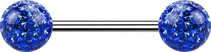 Image du produit Star Piercing Micro Barbell argent avec deux boules bleu foncé couche de protection époxy (sans laiton, Acier chirurgical 316L)
