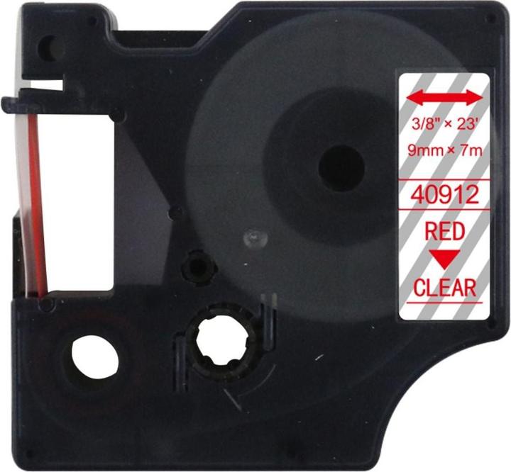 Produktbild Hermex Alternatives Etikettenband zu Dymo D1 40912 Beschriftungsband (0.90 cm, Rot, Transparent)