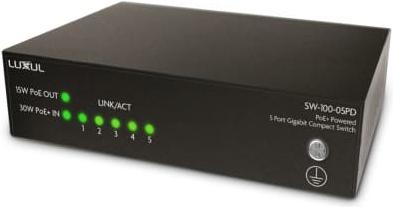 Luxul Wireless SW-100-05PD Network Switch Unmanaged Power over Ethernet (PoE) Black