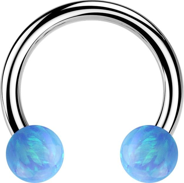 Produktbild Star Piercing Circular Barbell silber mit zwei Kugeln Opal hellblau (ohne Messing, Chirurgenstahl 316L)