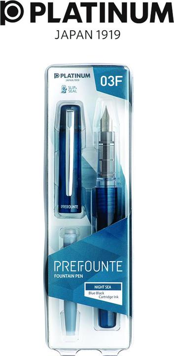 Produktbild Platinum Prefounte Night Sea, F Füllfederhalter in Kunststoffverpackung, auf Blister, blau (1x)
