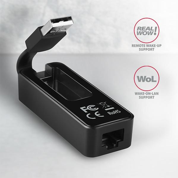 Actual product image Axagon ADE-XR Fast Ethernet 10/100 Adapter - USB 2.0 Type A (USB 2.0, RJ45 (1x))