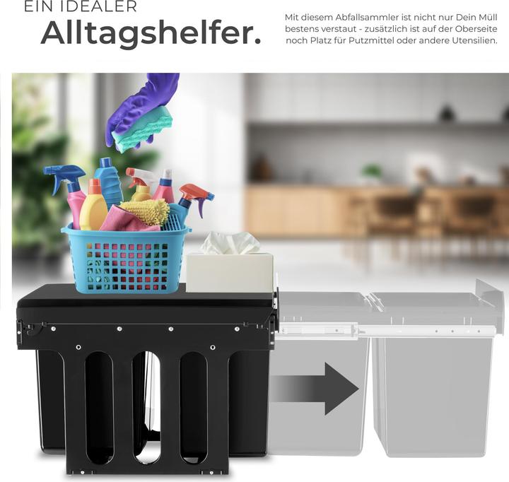 Produktbild tectake Abfallsammler Ashlyn, 2-fach Trennung, 30L, Teleskopschienen (30 l)