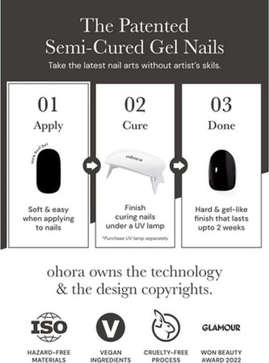 Immagine prodotto Ohora Strisce Gel Semi Polimerizzate N Tint Black - Funziona con qualsiasi lampada per unghie Qualità da (Nero)