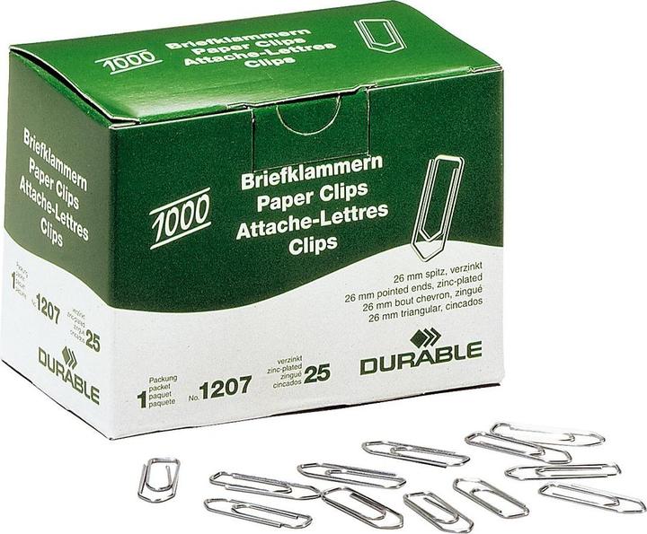 Actual product image Durable Paperclips galvanized, pointed, 26mm (1000x)