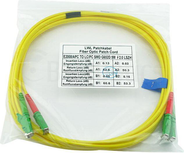 Produktbild BlueOptics Duplex LWL Patchkabel E2000-E2000 Singlemode 1 Meter (1 m)