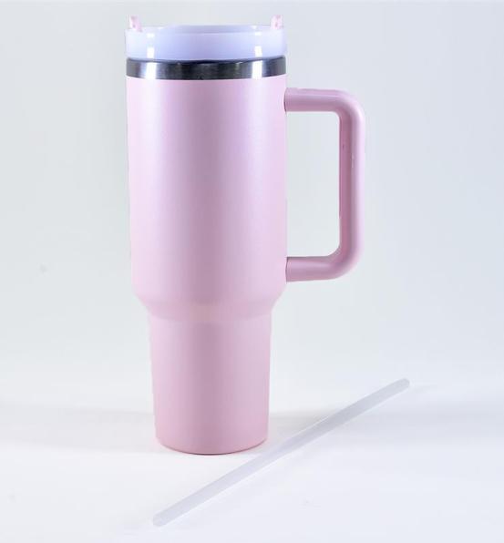 Produktbild Kögler Thermo Kaffee Henkel Becher aus Edelstahl, mit Strohhalm, rosa, 1200ml (1200 ml, 1 x)