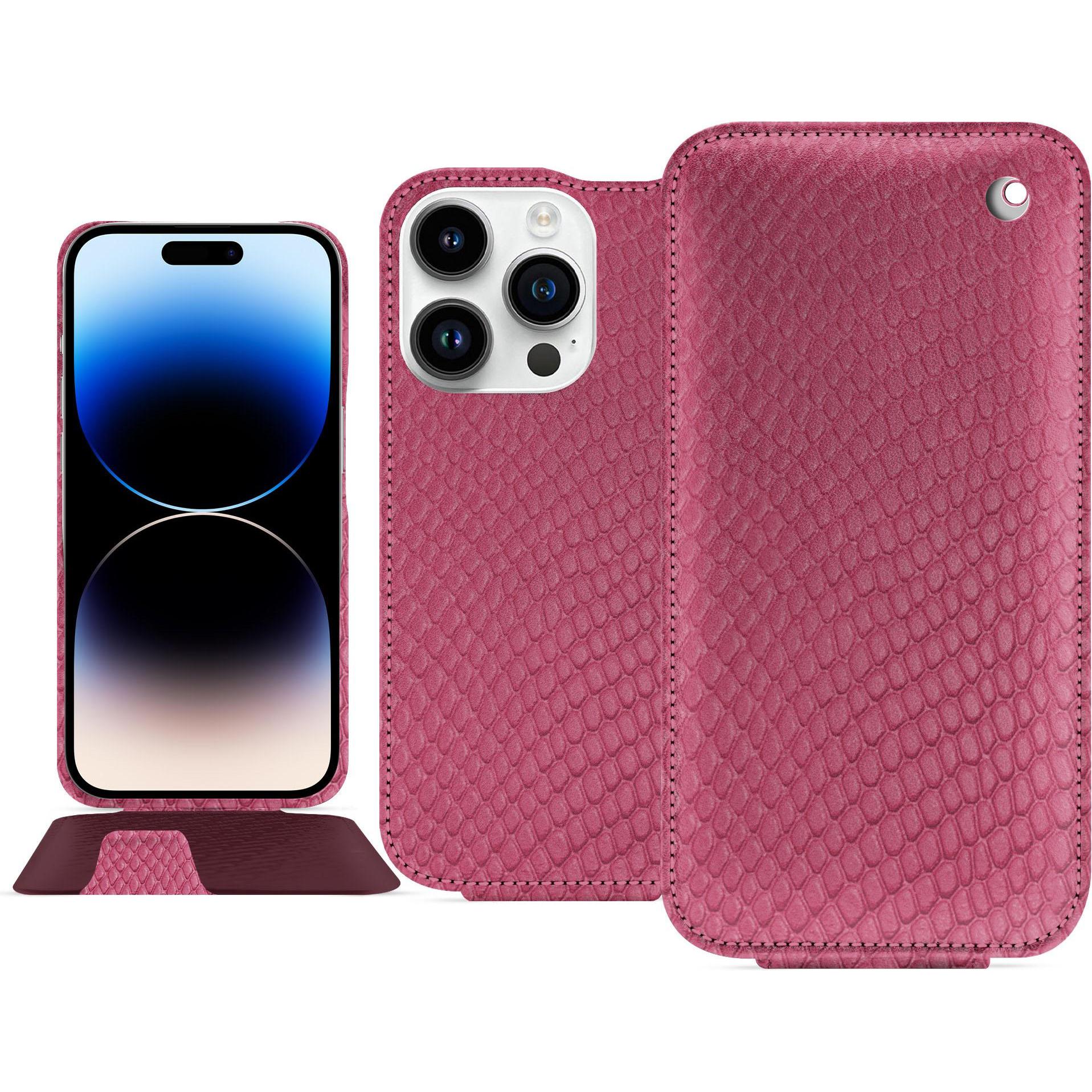 Thumbnail - Noreve Lederschutzhülle vertikal (Apple iPhone 15 Pro), Smartphone Hülle, Rosa