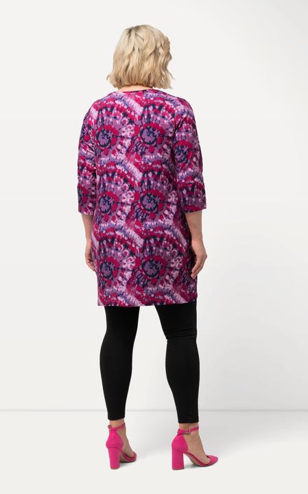 Produktbild Ulla Popken Longshirt, Batikmuster, Zipper, V-Ausschnitt, 3/4-Arm (56)