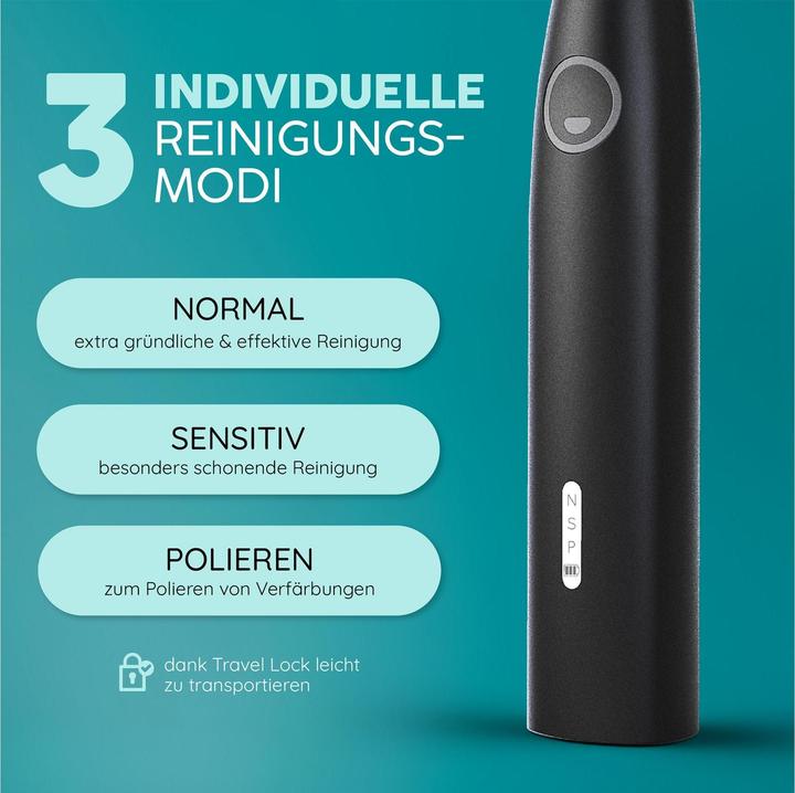Produktbild happybrush Schallzahnbürste StarterKit Eco Vibe V3+ Black
