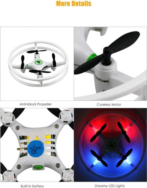 Produktbild iLike Phantom - Kvadrokopters 360º (HC615) ar pulti 2.4GHz, lādējas ar USB, 6-axis gryro, 4 kanāli - balts