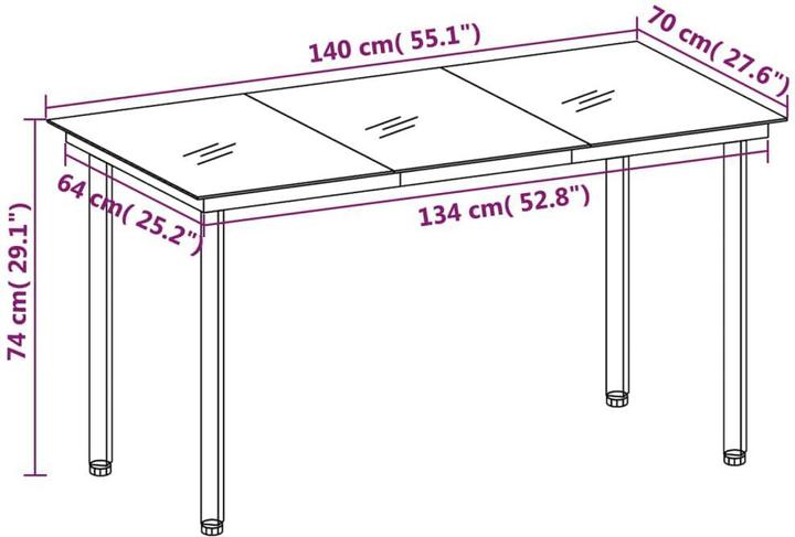Produktbild vidaXL Garten-Esstisch (140 x 70 x 74 cm)