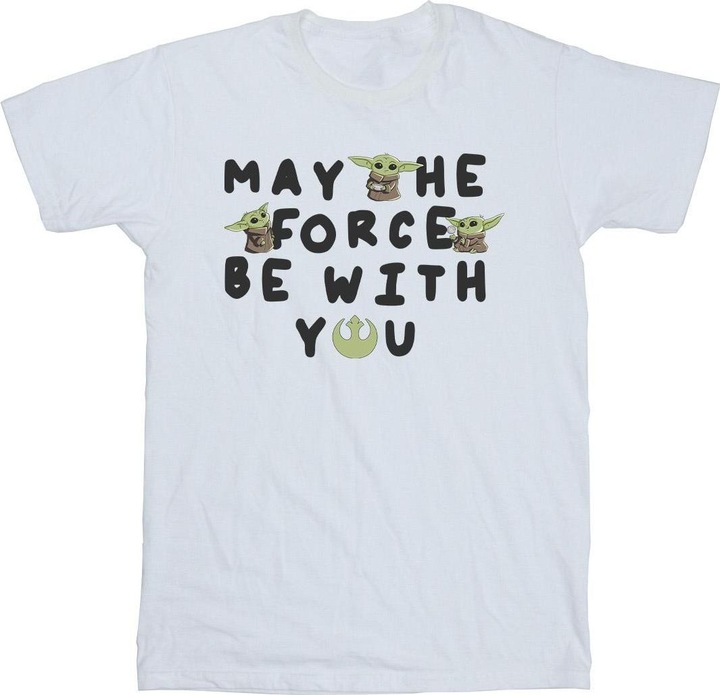 Immagine prodotto Star Wars The Mandalorian Grogu May The Force Be With You Maglietta Ragazzi (140, 146)