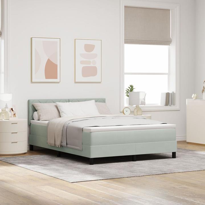 Produktbild VidaXL Boxspringbett mit Matratze Hellgrau 140x200 cm Samt (140 x 200 cm)