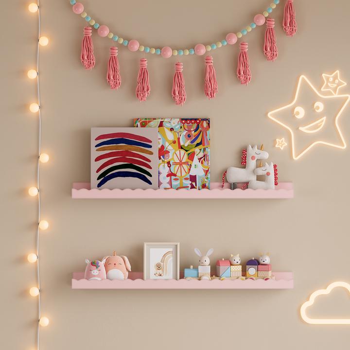 Produktbild En.Casa Kinder-Wandregal 2er Set Vestnes 60x10x5 cm Cotton Candy