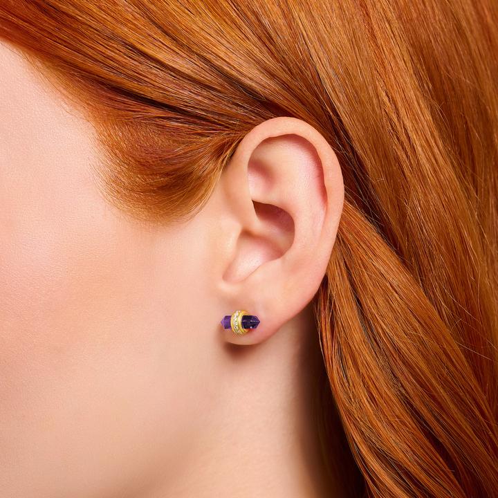 Immagine prodotto Thomas Sabo Orecchini a perno placcati in oro con cristallo di onice viola (Doratura in oro giallo 750, Argento 925)