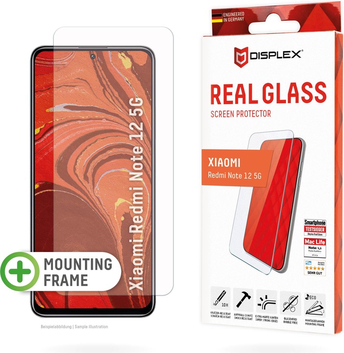 Actual product image Displex Real Glass, 2D Panzerglas (1 Piece, Xiaomi Redmi Note 12 5G)