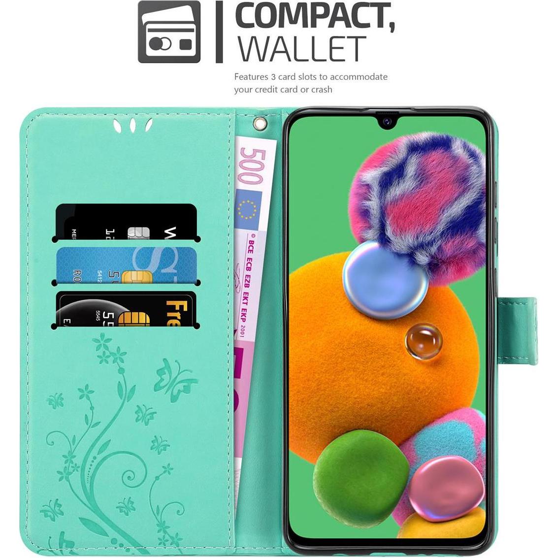 Thumbnail - Cadorabo Flower Book Cover (Samsung Galaxy A90 5G), Smartphone Hülle, Türkis
