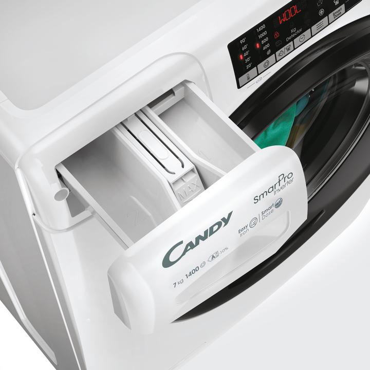 Immagine prodotto Candy Smart Pro Inverter CSO4474TWMB6/1-S lavatrice Caricamento frontale 7 kg 1400 Giri/min Bianco (7 kg, A sinistra)